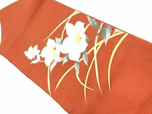 093455# 【1円～】絽　草花模様名古屋帯