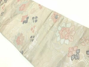 095087# 【1円～】道長取りに唐花・花唐草模様織出し名古屋帯