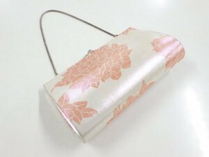 095326# 【1円～】銀糸花模様織り出し和装バッグ