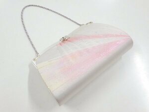 095167# 【1円～】銀糸蝶模様織り出し和装バッグ