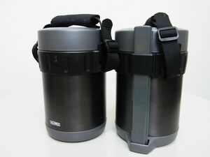 美品★THERMOS サーモス★ステンレスランチジャー 2個セット★1.3合★弁当箱・保温【JBA-1801】グレー灰【本物保証】茶碗おかず箸箱★3重層