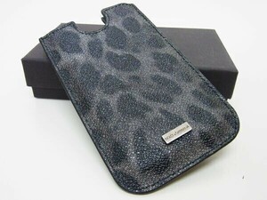 ★DOLCE&GABBANA★ドルガバ★iPhone4.4S用レザーケース★ブラック黒レオパード【本物保証】イタカジ★芸能人御用達★ロゴプレート付