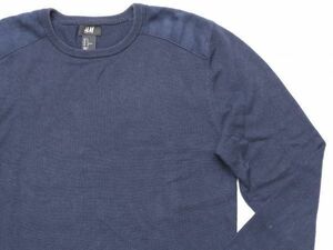 中古品★H&M エイチ・アンド・エム★長袖コットンセーター★Sサイズ【正規品】ネイビー紺【本物保証】定番★シンプルデザイン