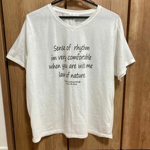 大きいサイズ　3L 白T ロゴT プリントTシャツ　半袖