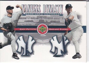 ANDY PETTITTE / MARIANO RIVERA 02 UPPER DECK YANKEES DYNASTY JERSEY