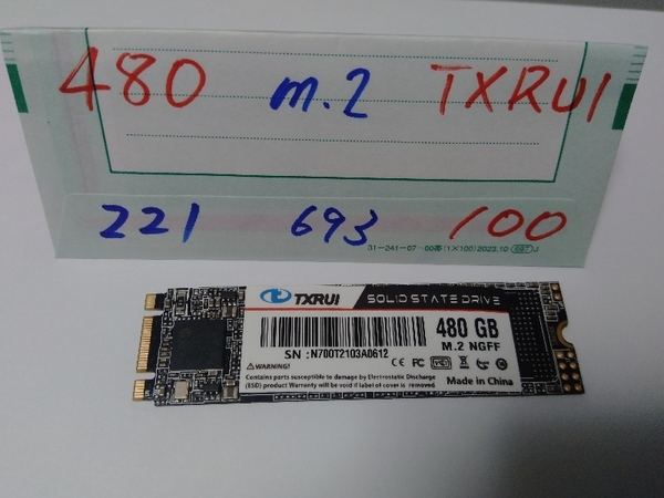 ■ SSD M.2 ■ 480GB （221時間）　TXRUI N700　正常判定　送料無料