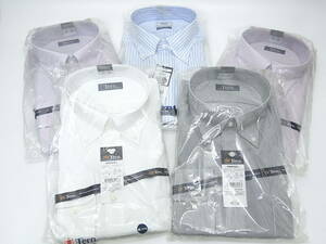 新品 大きいサイズ ワイシャツ Yシャツ 45-86 / 3L 紳士服 通勤 形態安定加工 綿100％ ホワイト ストライプ など 5着セット Tern・Kent