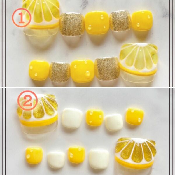 レモン ぷっくりマグネット フットネイルチップ レモンネイル フルーツ 水滴