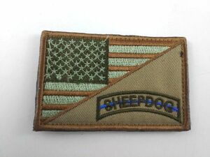 アメリカ国旗 SHEEP DOG ミリタリー パッチ サバゲー 8.5cm サンド
