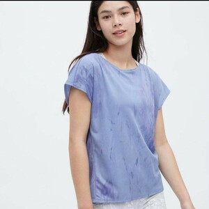 未使用タグ付き UNIQLO ユニクロ rei nakanishi ドライEX プリントクルーネックT 半袖 L シャツ フレンチスリーブ レディース トップY055 