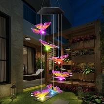 2個セットカワイイ 蝶々のガーデンライト LED キラキラ キレイ 太陽光 防水 吊るす 装飾 庭 ソーラーライト 屋外照明 吊り下YWQ1891_画像2