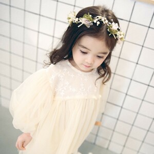 子供服　ドレス　ワンピース　クリームベージュ　100cm　結婚式　イベント　衣装　ベビー服　おしゃれ　かわいい　女の子 DJ462