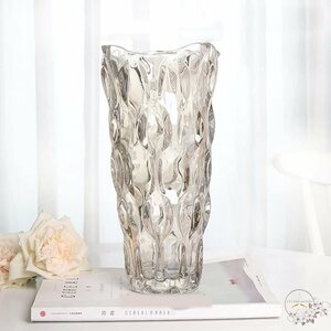 シャンパンカラー高さ30ガラス 花瓶 フラワーベース 洋室・和室 花器 水栽培 インテリア ヨーロピアンスタイル クリアガラス ZCL576