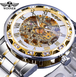 ファッション ダイヤモンド発光 ギア運動 ロイヤルデザイン 男性 機械式スケルトン腕時計 YLH392