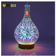 ディフューザー 3D 花火 ガラス 花瓶の形 空気加湿器 Led ナイトライト エッセンシャルオイル ミストメーカー 超音波加湿器YWQ1146_画像1