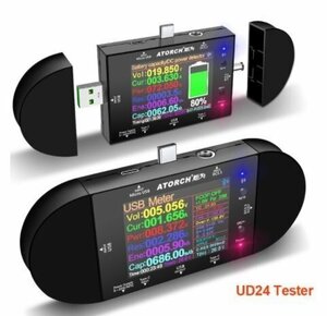 UD24 DC5.5タイプc USBジタ テスター デル電圧計電流計 ▲ 電源電圧トアンペ ボルア 検出器 ク カウンーロンタ ZCL706