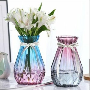 ガラス 花瓶 花器 置物 オブジェ 飾物 A 8*18cm DYL035