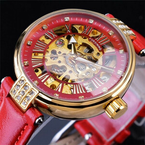  new goods attention * lady's wristwatch machine self-winding watch skeleton design original leather belt night light waterproof DJ1298