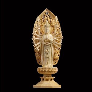 新品 極上品 仏教美術 千手観音菩薩 精密彫刻 仏像 手彫り 木彫仏像 仏師手仕上げ品DYL429