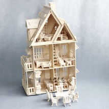 木製ドールハウスミニチュア家具のおもちゃ人形 DIY 分解人形ふり再生 3D パズルおもちゃギフトプレゼント子供のためのYWQ1833_画像2