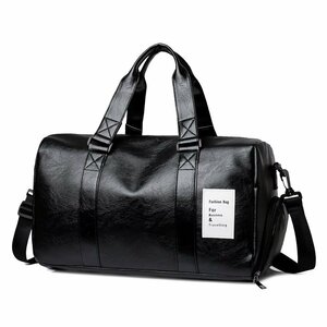  Boston bag high capacity Boston bag men's travel 2way Boston PU leather bag bag shoulder Jim bag black DLY664