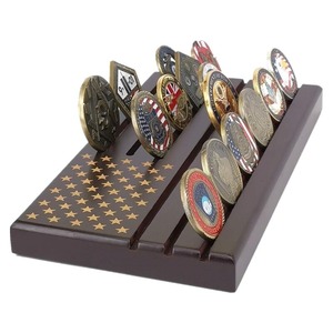 コインホルダー メダル コレクション ディスプレイ コイン 国旗デザイン 木製 スタンド 6列 趣味 押しキャラグッズYWQ905