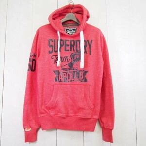 スーパードライ SUPER DRY 極度乾燥しなさい プルオーバースウェットパーカー*フーディ(S)レッド