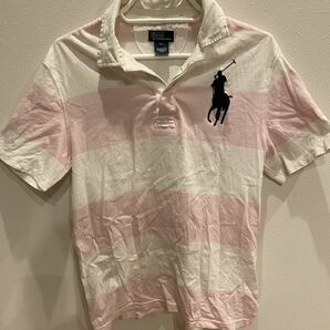 POLO・ラルフローレン・ポロシャツ・半袖・半袖ポロシャツ・ボーダー・白／ピンク・Lサイズの画像1