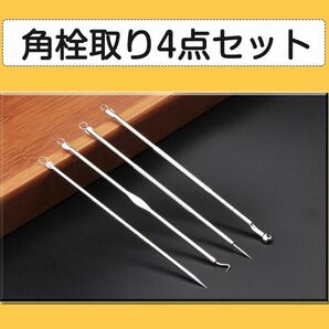 角栓取り 4本セット ニキビ 角栓 取り 除去 毛穴ケア 黒ずみ 精密 角質 いちご鼻 皮脂 抗菌 ステンレス アクネケア専用キ