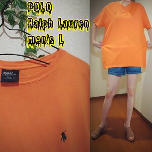 POLO Ralph Lauren 半袖オレンジ men's L 大きいサイズ オーバーサイズ 着丈70センチ程 夏 動画出品