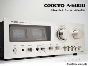 ☆ 【美品！ 整備・レストア済】 ONKYO A-6000　オンキヨー　プリメインアンプ　パワーメーター搭載機　70年代国産ヴィンテージ機 ONKYO ☆