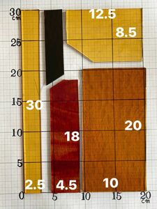 ステンドグラス材料　アンバー端材ガラス5片