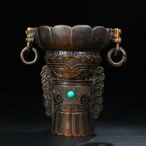 ◆古風堂◆中国 民藏 酒杯 彫刻 置物 美術