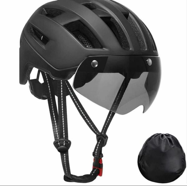 【安心設計】自転車ヘルメット 大人 黒 ブラック CE安全基準認証 衝撃に強い ヘルメット UVカット 超軽量 ゴーグル 高品質