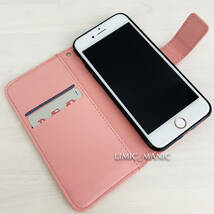 iPhone 7 8 SE (第2世代/第3世代) SE2 SE3 ケース スマホ 手帳型 カードケース ピンク pink エスニック風 曼荼羅模様 アイフォン_画像5