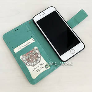 iPhone 7 8 SE (第2世代/第3世代) SE2 SE3 ケース スマホ 手帳型 カードケース エメラルド グリーン 緑 曼荼羅模様 花柄 アイフォンの画像5