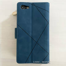 iPhone 7 8 SE (第2世代/第3世代) SE2 SE3 ケース スマホ 手帳型 レザー ネイビーブルー 紺色 お財布 カード収納 アイフォン アイホン_画像5