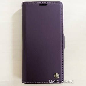 iPhone 13 / 14 手帳型 スマホ ケース サイドマグネット式 パープル 紫色 紫 スキミング防止 高級PUレザー CaseMe アイフォン
