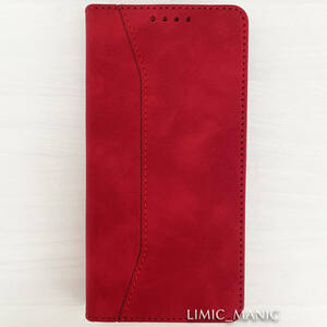 iPhone 13 / 14 ケース スマホケース 手帳型 スウェード調 レッド 赤 赤色 磁石 マグネット アイフォン