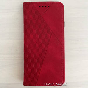 iPhone 6 6s 7 8 SE (第2世代/第3世代) SE2 SE3 ケース スマホケース 手帳型 レッド 赤 磁石 キューブ柄 立方体 アイフォン アイホン
