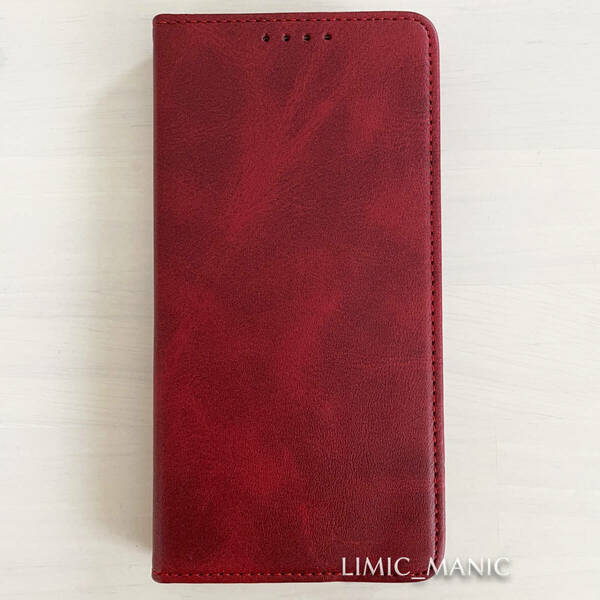 iPhone 12 / 12 Pro 手帳型 スマホ ケース マグネット 磁石 レッド 赤色 赤 高級PUレザー アイフォン