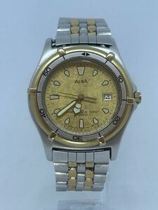 SEIKO ALBA セイコー アルバ Y102-6120 金文字盤 デイト 腕時計 ボーイズ メンズ スキューバ クォーツ稼動品
