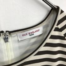 EZ3356●OLD ENGLAND ボーダー コットン 半袖 ワンピース●36●ブラウン系 オールドイングランド_画像4