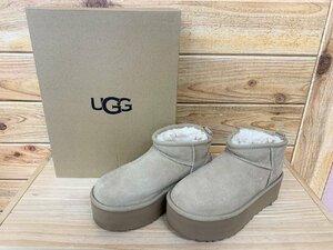 ■UGG アグ プラットフォーム ムートンブーツ クラシック ウルトラ ミニ レディース 厚底 ブラウン Brown 22cm