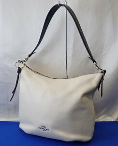 *COACH Coach one shoulder leather bag 91154 silver metal fittings white group shoulder bag 