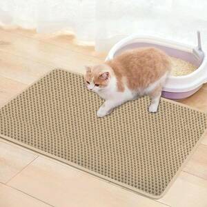 猫トイレマット 猫砂マット Qhoculi 猫砂取りマット 飛び散り防止 90x60CM 複数サイズ・色 猫マットトイレ 二重構造