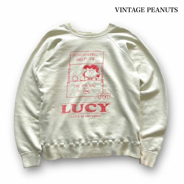 【VINTAGE PEANUTS】ピーナッツ 90s スヌーピー LUCY ルーシー ヴィンテージ復刻 スウェットトレーナー 1960年代レプリカ ラグラン (XL)