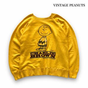 【VINTAGE PEANUTS】90s ピーナッツ スヌーピー チャーリーブラウン ヴィンテージ復刻 スウェットトレーナー 1960年代レプリカ 古着 (XL)の画像1