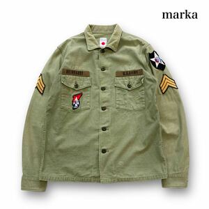 【marka】マーカ J.L.UTILTY SH WIDE ファティーグ ミリタリーシャツ ユーティリティシャツ 硫化染め ユーズドヴィンテージ加工 カーキ 