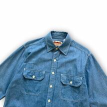 【CAMCO】カムコ シャンブレーワークシャツ 長袖シャツ ボタンダウンシャツ フラップポケット コットン CHAMBRAY WORK SHIRT ライトブルー_画像4